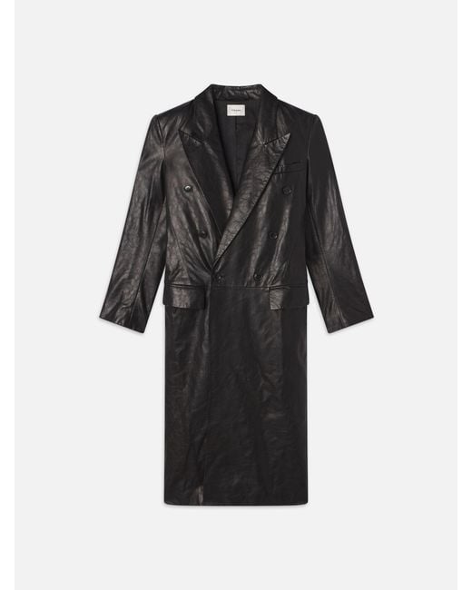 FRAME Black Tailored Leather Coat
