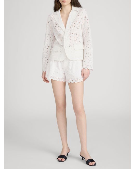 FRAME White The Paisley Eyelet Classic Blazer