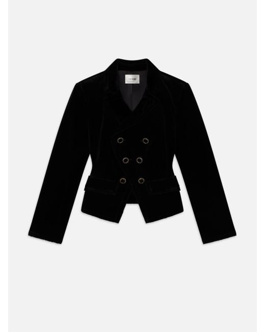 FRAME Black Shrunken Velvet Blazer