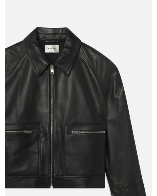 FRAME Black The Leather Zip Front Jacket