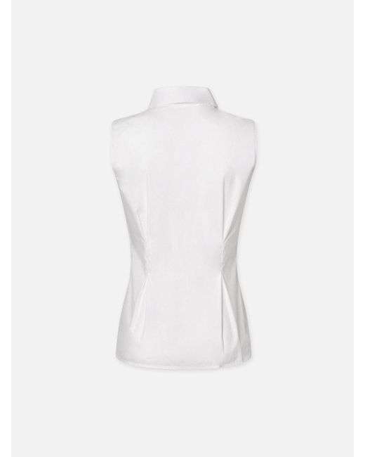 FRAME White Pleated Sleeveless Shirt
