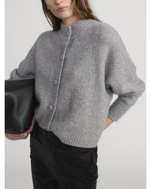 FRAME Gray The Cashmere Fleck Cardi