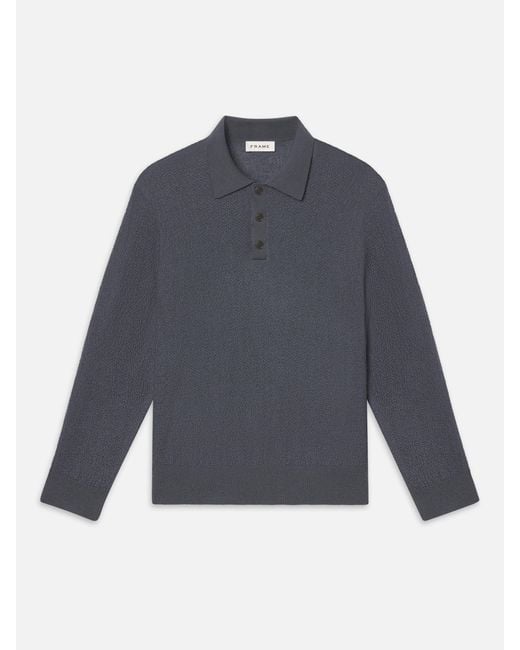 FRAME Blue Long Sleeve Polo Sweater for men