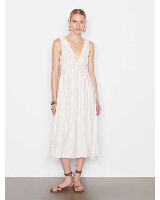FRAME White Cinched Crinkle Dress