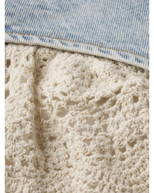 FRAME Blue The Crochet Ruffle Short