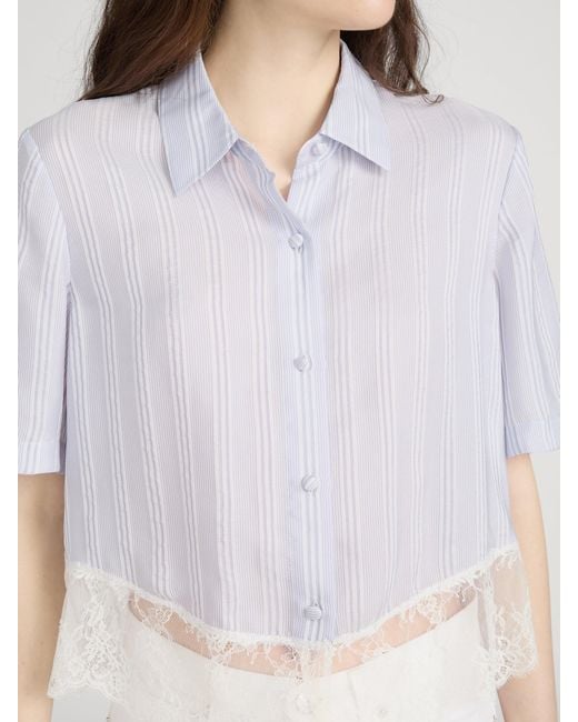 FRAME Purple The Stripe Lace Shirt