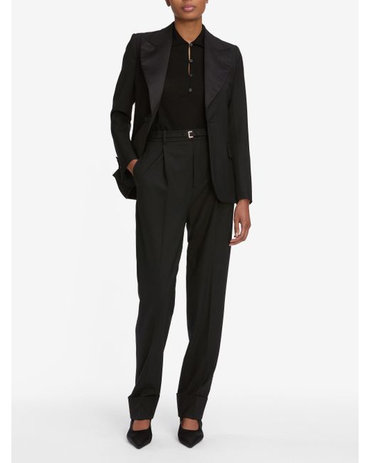 FRAME Black The Cuffed Pleated Trouser