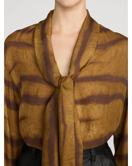 FRAME Brown The Silk Oversized Tie Shirt