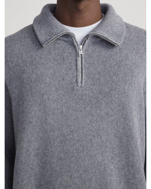 FRAME Gray Zip Up Wool Sweater for men