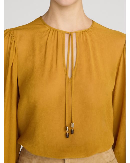 FRAME Yellow The Silk Amulet Blouse