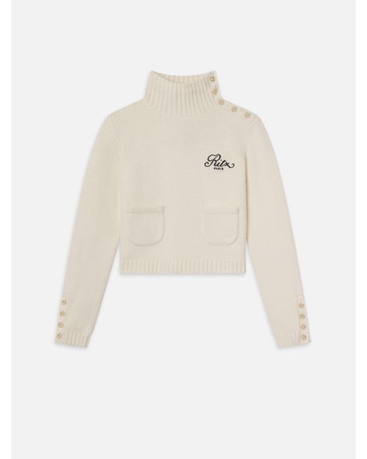 FRAME White Ritz Button Detail Sweater