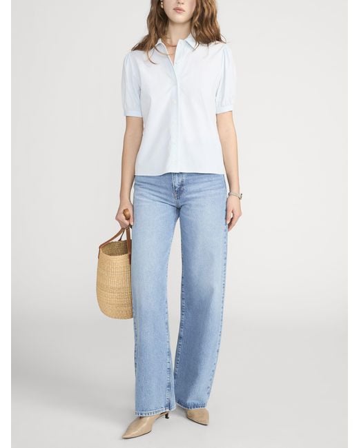 FRAME Blue The Cord Staple Blouse