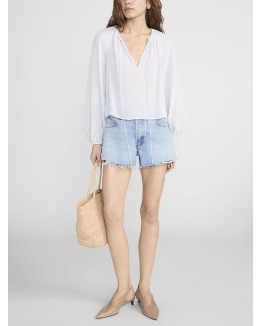FRAME White The Silk Balloon Blouse