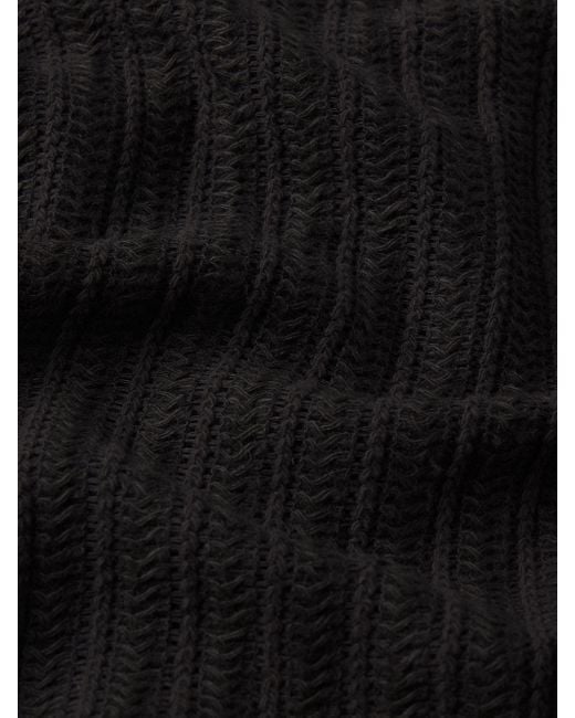 FRAME Black Crochet Short Sleeve Shirt for men