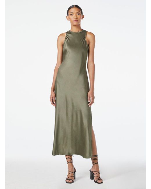 FRAME Green Washable Silk Bias Maxi Dress