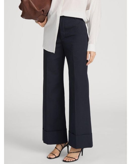 FRAME Blue The Cuffed Slim Palazzo Trouser