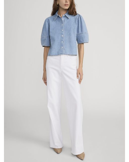 FRAME Blue The Lantern Blouse