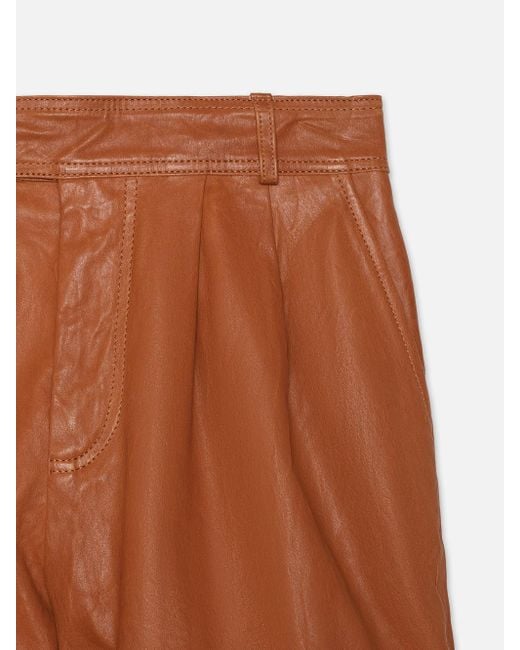FRAME Brown Pleated Wide Cuff Leather Short