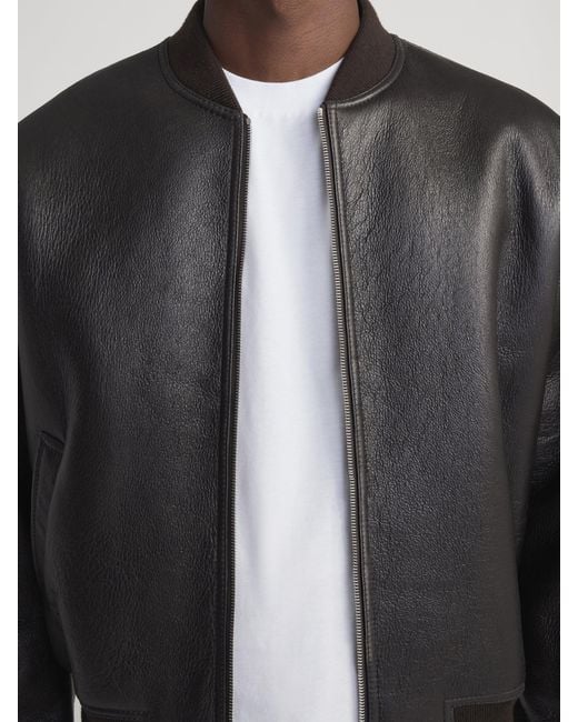 FRAME Black Shearling Bomber for men