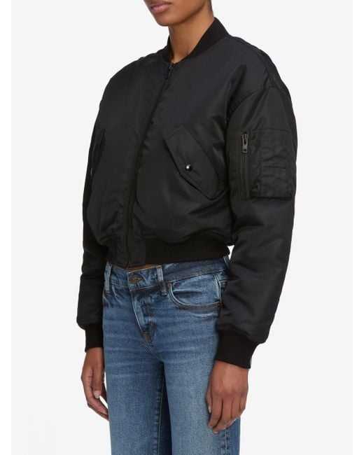 FRAME Black The Nylon Bomber Jacket