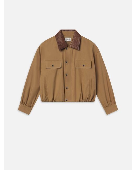 FRAME Natural The Leather Collar Bubble Jacket