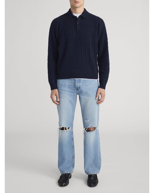 FRAME Blue Cable Polo Sweater for men
