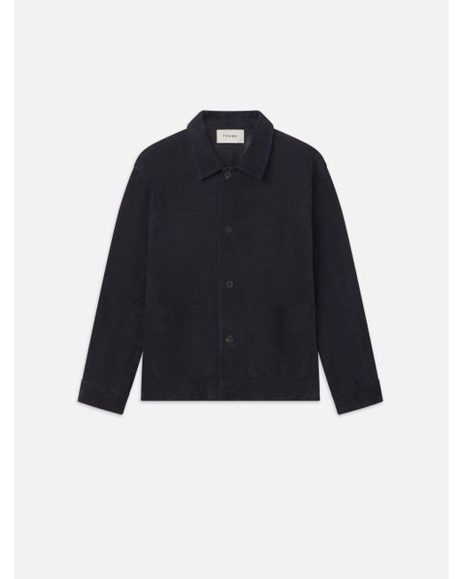 FRAME Blue Unlined Suede Chore Coat for men