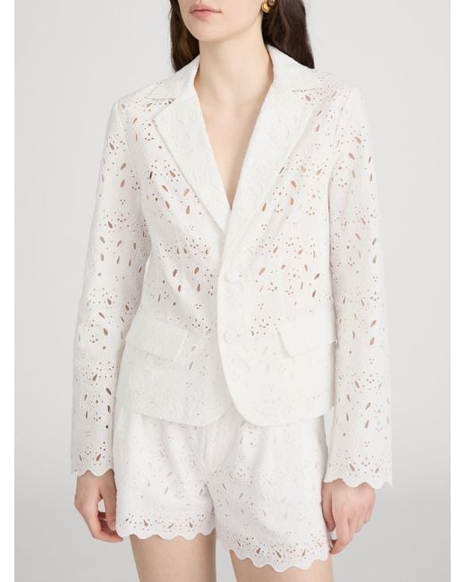 FRAME White The Paisley Eyelet Classic Blazer