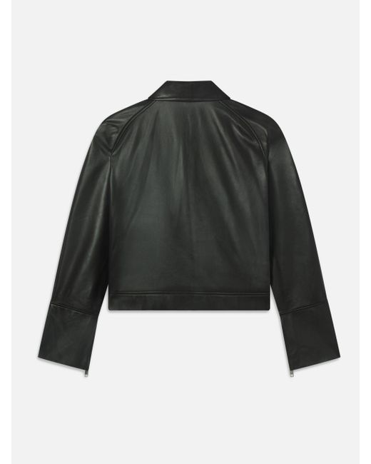 FRAME Black The Leather Zip Front Jacket
