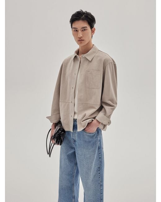 FRAME Natural Suede Overshirt for men