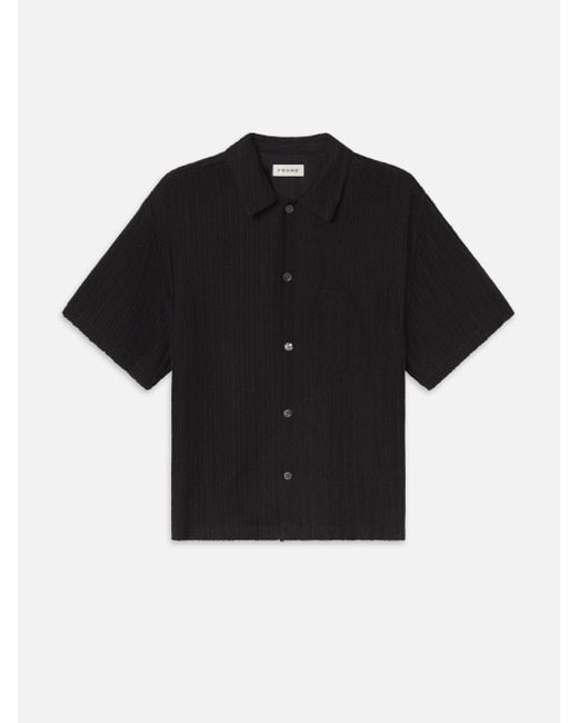 FRAME Black Crochet Short Sleeve Shirt for men