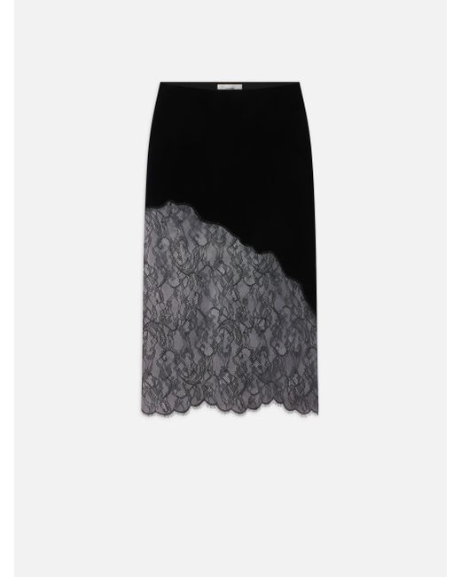 FRAME Black Velvet Lace Skirt