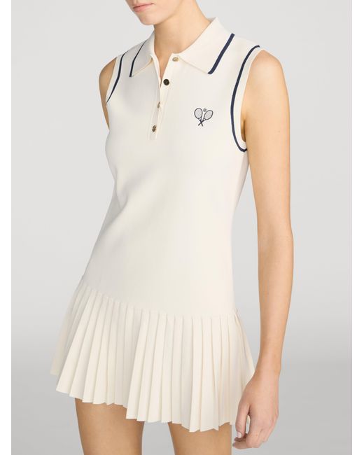 FRAME Natural The Tennis Pleated Mini Dress
