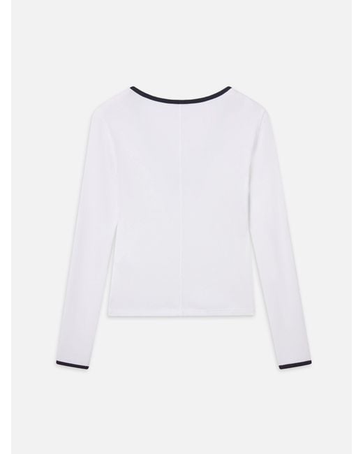 FRAME White The Sporty V Neck Top