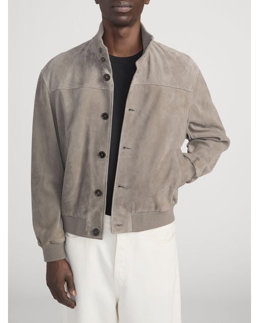 FRAME Brown Rib Collar Suede Jacket for men