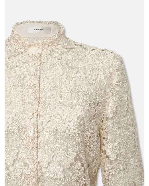 FRAME White Lace Button Up Shirt