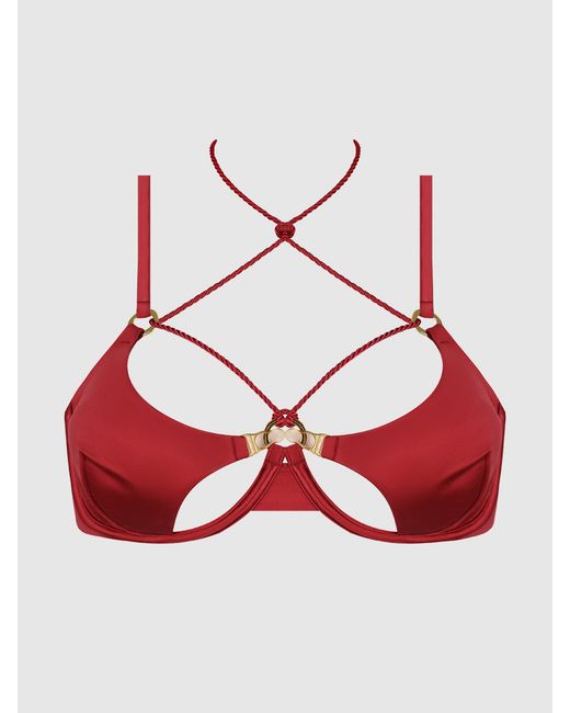 Frederick's of Hollywood Nadya Liquid Satin & Rope Openable Cup Bra in ...