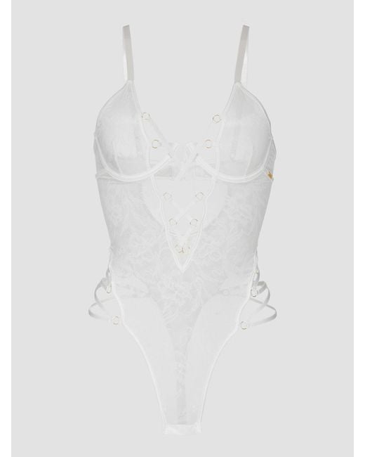 Frederick's of Hollywood White Dahlia Strappy Lace Teddy