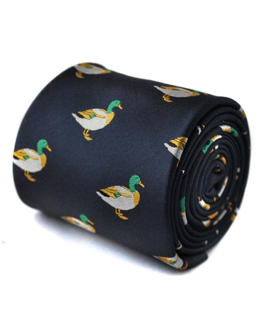 Frederick Thomas Ties Blue Navy Tie With Duck Design for men