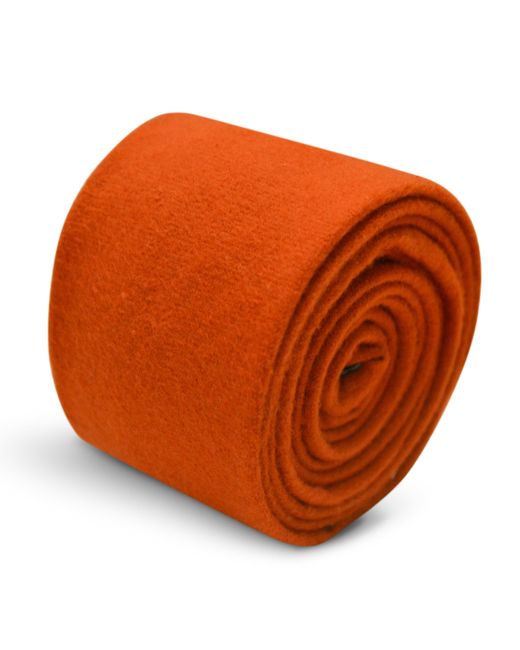 Frederick Thomas Ties Plain Burnt Orange Slim Wool Tie for men