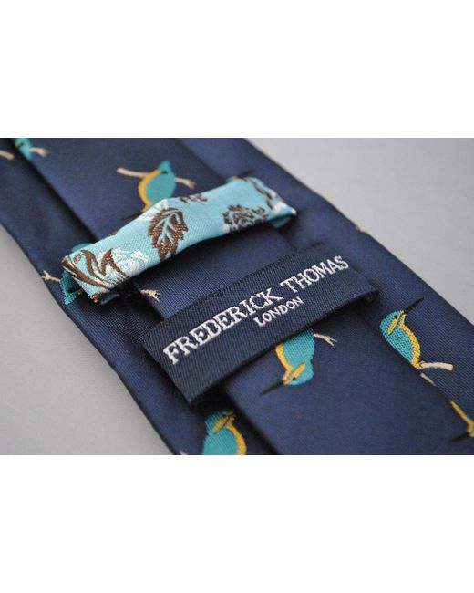 Frederick Thomas Ties Navy Blue Tie With Cute Sloth Embroidered Design for Men Mens Accessories Ties 