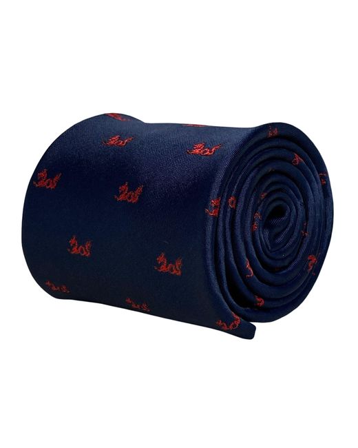 Frederick Thomas Ties Blue Navy Mens Tie With Chinese Red Dragon National Symbol for men