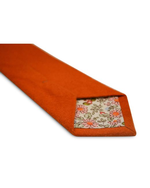 Frederick Thomas orange and white pin striped skinny linen wool tie 