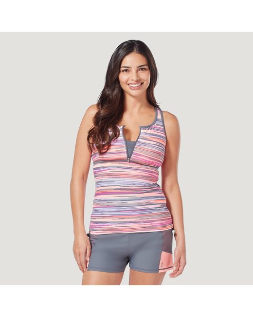 Free Country Sunlight Zip Front Racerback Tankini Top | Lyst