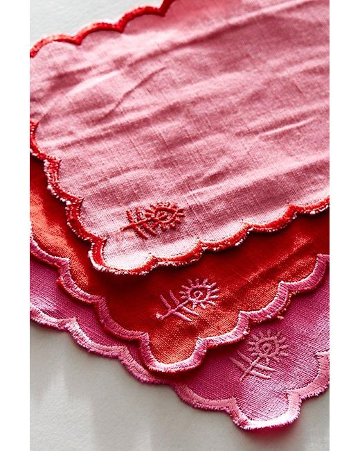 Free People Red Valentines Linen Cocktail Napkins