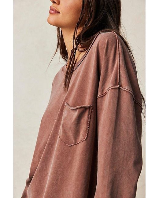 Free People Brown Fade Into You Tee At Free People In Umber Earth, Size: Xs
