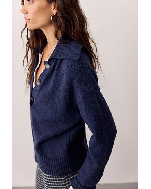 Free People Blue Trading Up Polo