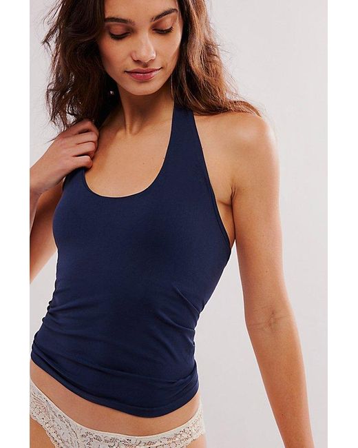Intimately By Free People Blue Clean Lines Halter Cami