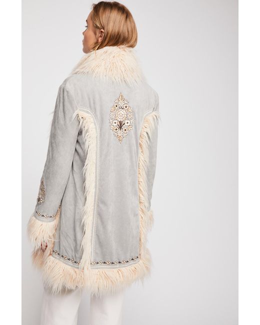 Free People Blue Joplin Shearling Jacket By Spell And The Gypsy Collective