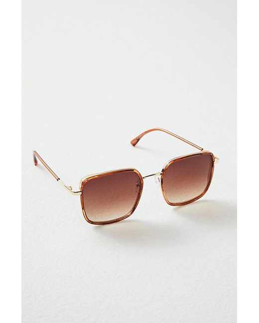 Free People Brown Beau Square Sunglasses At In Cocoa